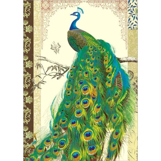 Green peacock diamond painting full round drill