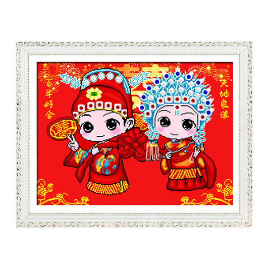 AB luxurious polyester cloth diamond Painting Kits | Groom And Bride