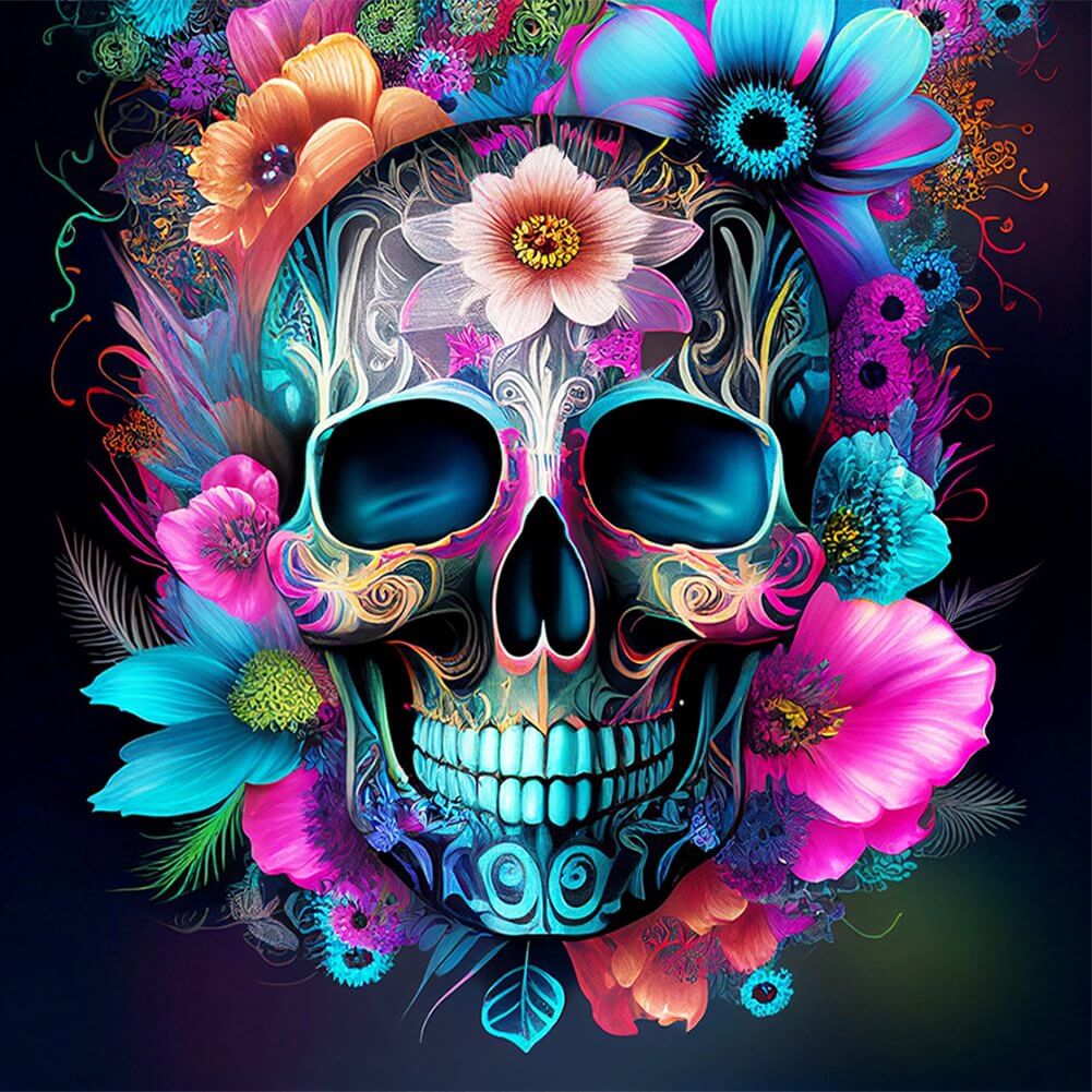 halloween flower skull diamond painting kit