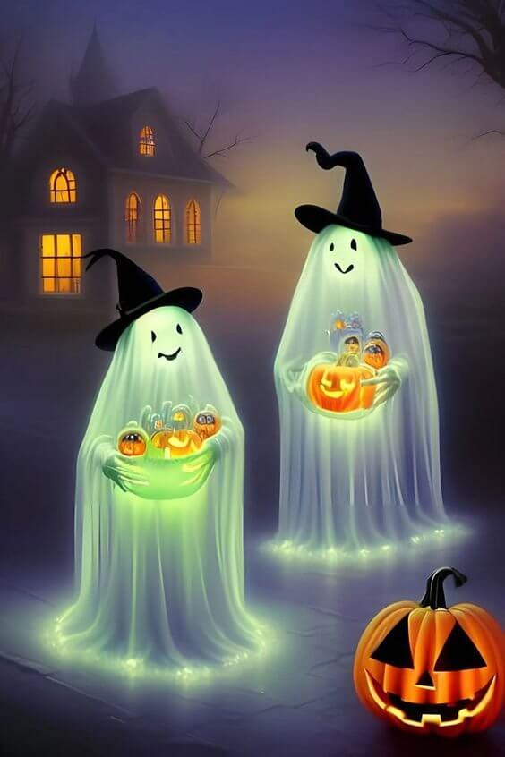 Two Halloween Goasts Diamond Painting