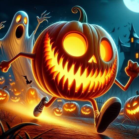 Halloween Running Pumpkin Diamond Painting