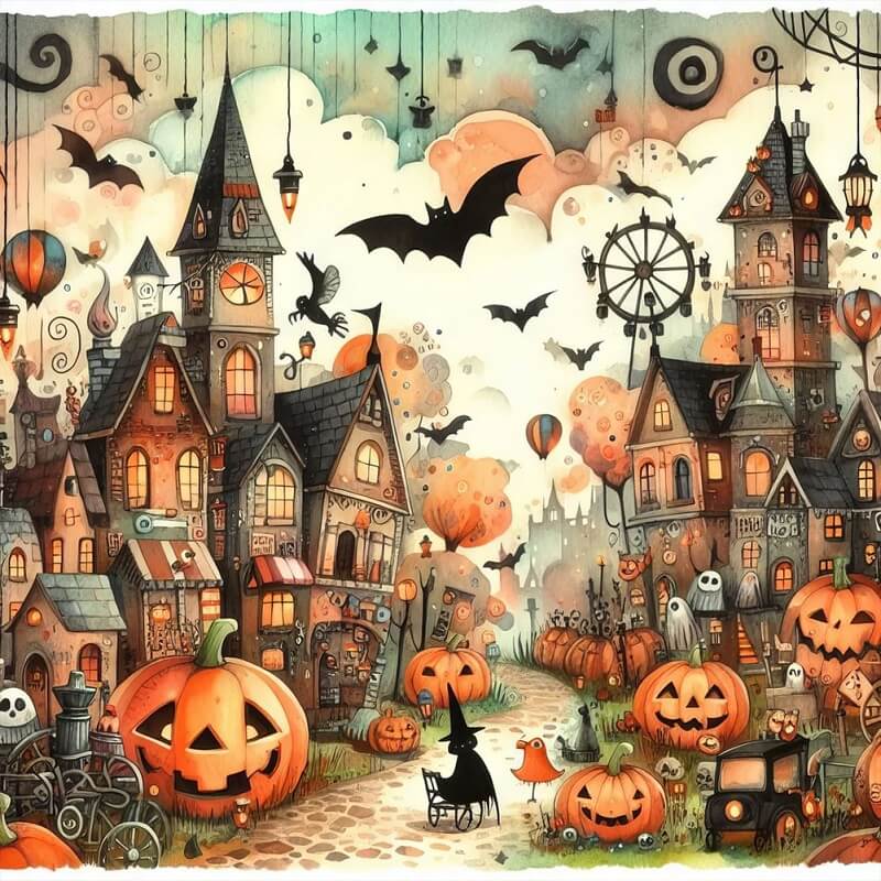5D DIY Halloween Town Diamond Painting