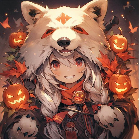 5D DIY Diamond Painting Kit - Full Round / Square - halloween Wolf Girl