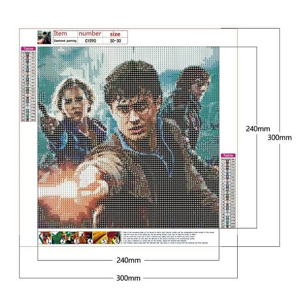 canvas size of harry potter diamond painting kit
