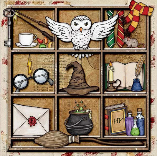 Harry Potter Diamond Painting - Full Round / Square - Owl Bookshelf