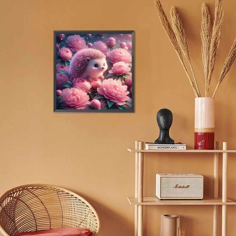 Hedgehog In Flowers Diamond Painting Kit