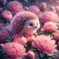 Hedgehog In Flowers Diamond Painting