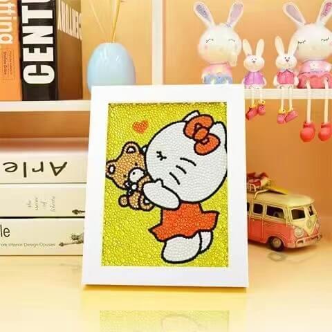 hello kitty Crystal Rhinestone diamond painting kit for kids with white frame Tk12