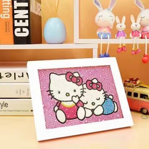 hello kitty Crystal Rhinestone diamond painting kit for kids with white frame Tk15