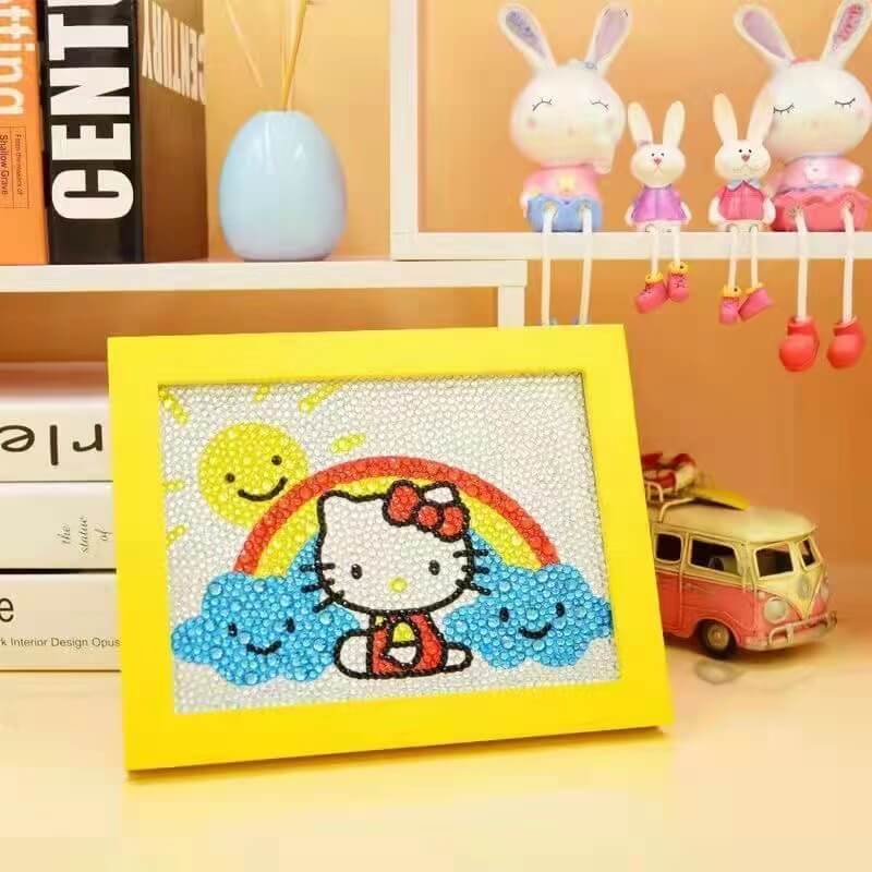 hello kitty Crystal Rhinestone diamond painting kit for kids with yellow frame Tk16
