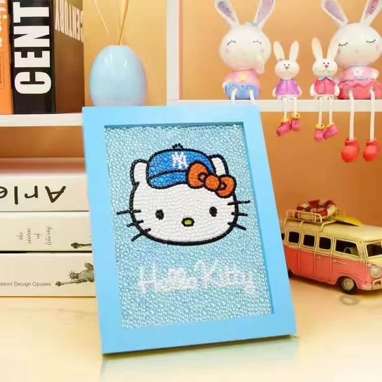 hello kitty Crystal Rhinestone diamond painting kit for kids with blue frame Tk04