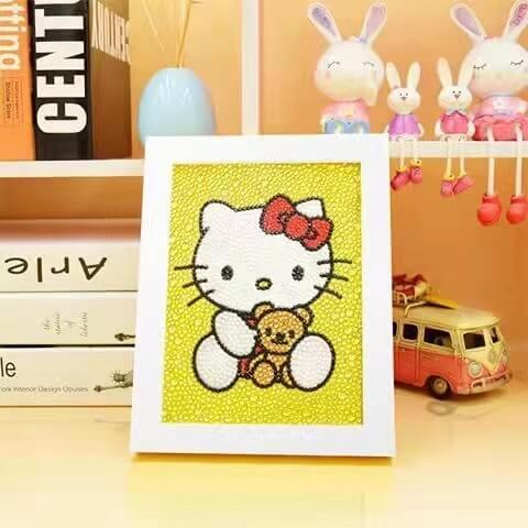 hello kitty Crystal Rhinestone diamond painting kit for kids with white frame Tk05