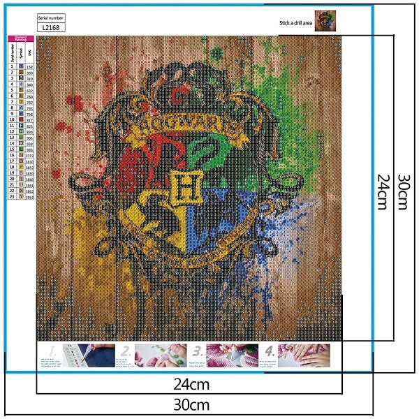 harry potter diamond art kit hogwarts logo canvas size