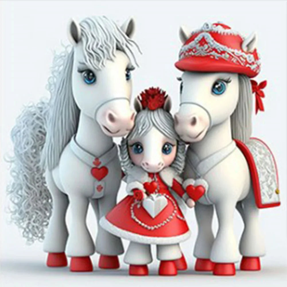 Diamond Painting - Full Round / Square - Horse Family