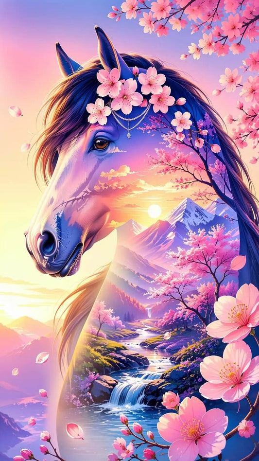 DIY Diamond Painting Kit - Full Round / Square - Horse Landscape