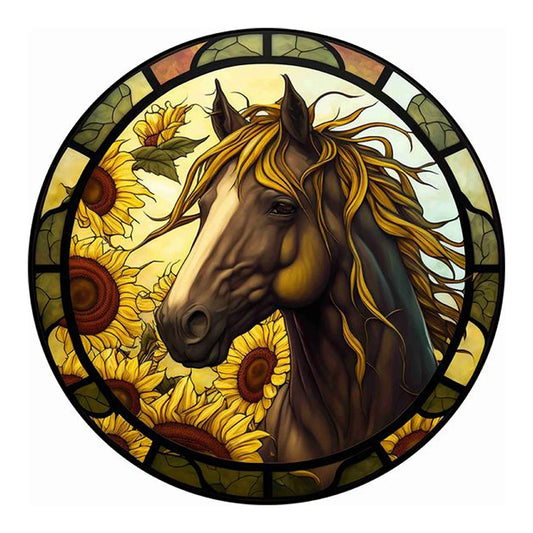 Stained Glass Horse ï¼?Sunflower Diamond Painting