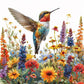 Hummingbird In Flowers Diamond Art