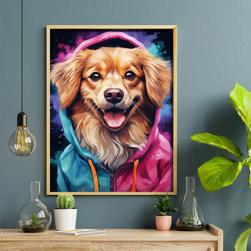 5D DIY Diamond Painting - Full Round / Square - Dog In Hoodie
