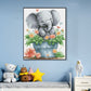 DIY 5D Diamond Painting - Full Round / Square - Elephant In Flower Pot