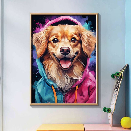 5D DIY Diamond Painting - Full Round / Square - Dog In Hoodie