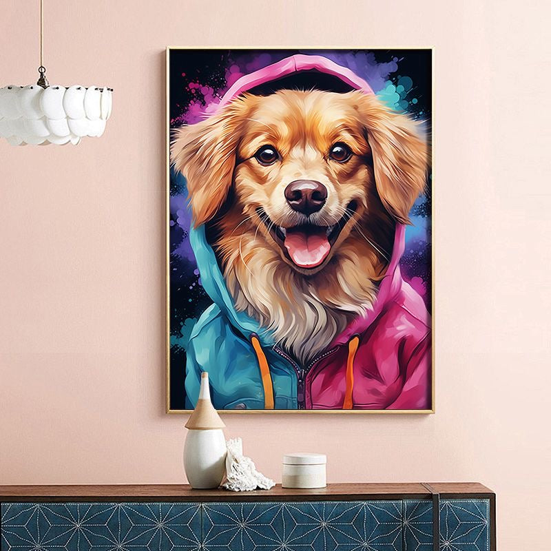 5D DIY Diamond Painting - Full Round / Square - Dog In Hoodie