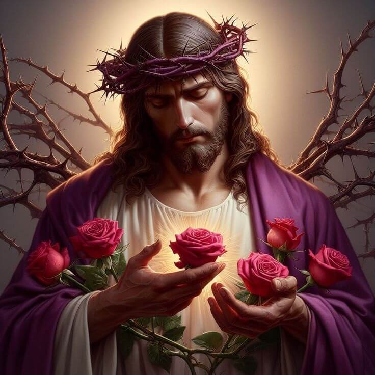 5D DIY Jesus & Rose Diamond Painting