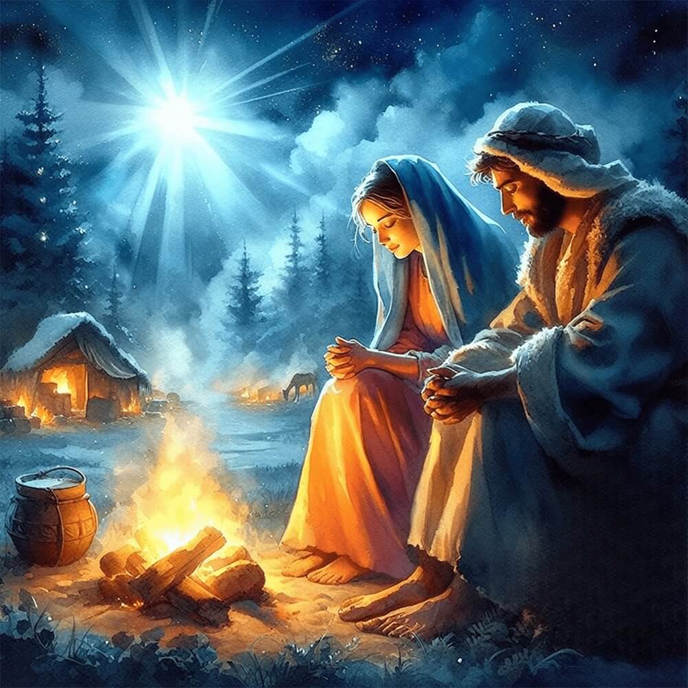 5D DIY Diamond Painting Kit - Full Round / Square - Jesus And Virgin B