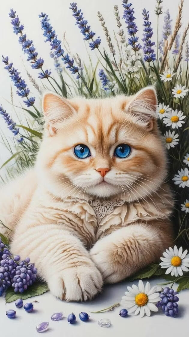 DIY Diamond Painting Kit - Full Round / Square - Kitten With Blue Eyes