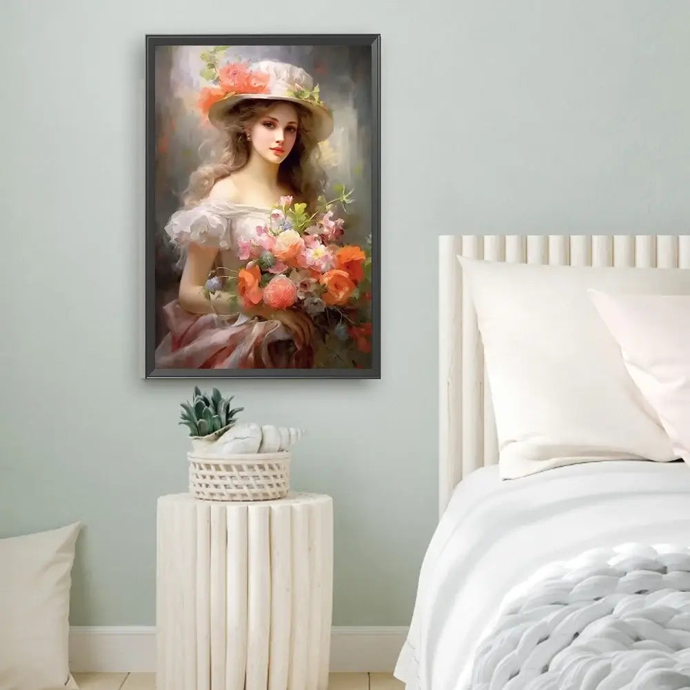 lady paint by number oil painting