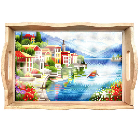DIY Diamond Painting Decor Wooden Food Tray - Landscape