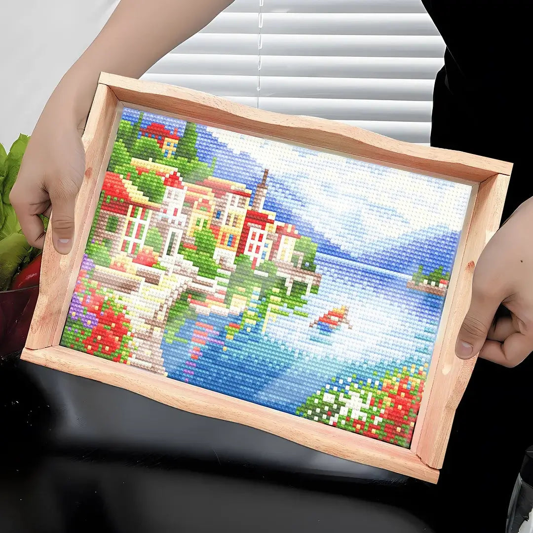 Landscape DIY Diamond Painting Decor Wooden Food Tray