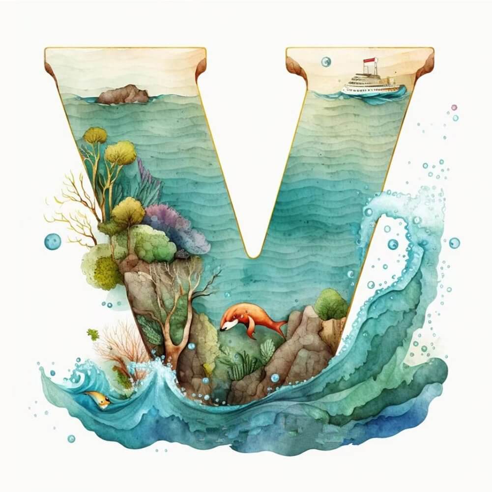 Scenery Diamond Painting - Full Round / Square - Letter V