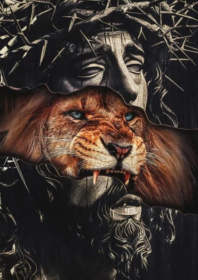 5D DIY Diamond Painting - Full Round / Square - Lion and Jesus
