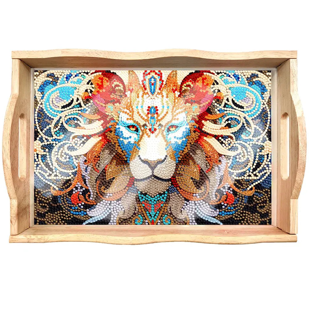 DIY Diamond Painting Decor Wooden Food Tray - Lion