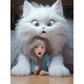 Girl And Gaint Cat Diamond painting