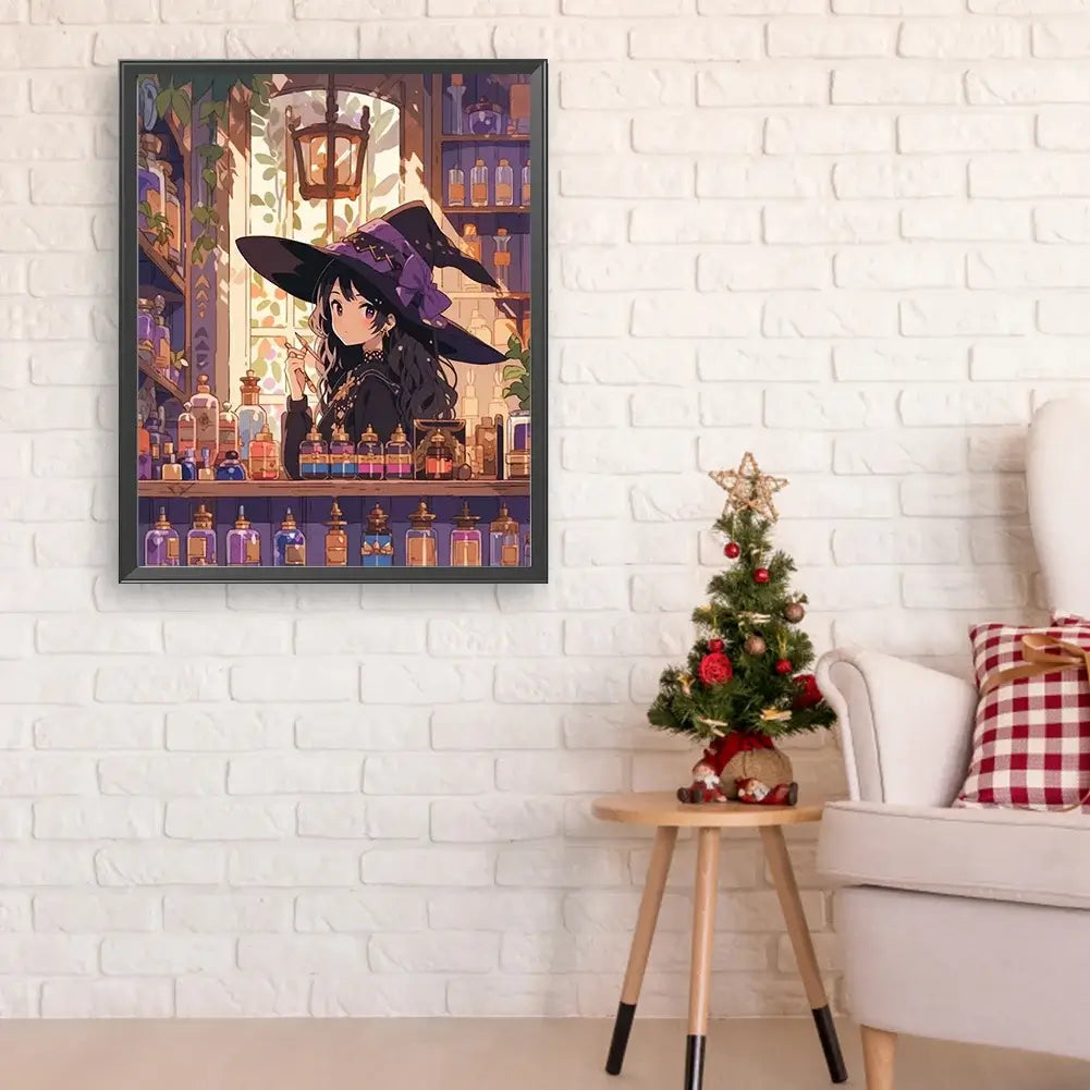 little witch paint by number oil painting