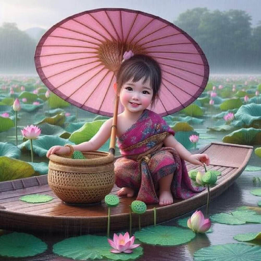 5D DIY Diamond Painting - Full Round / Square - Lotus Girl