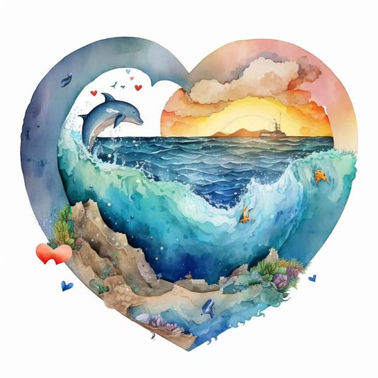 Scenery Diamond Painting - Full Round / Square - Letter Heart