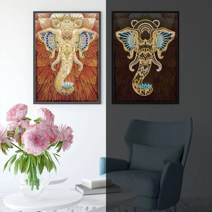 Goldren Elephant Luminous Diamond Painting