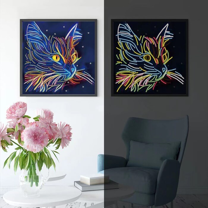 Night Cat Luminous Diamond Painting