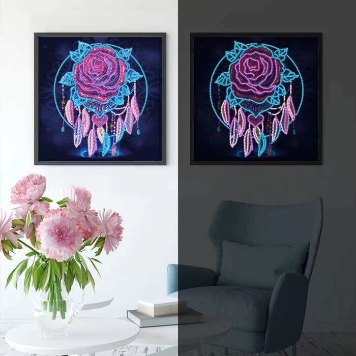 Rose Dream Catcher Luminous Diamond Painting