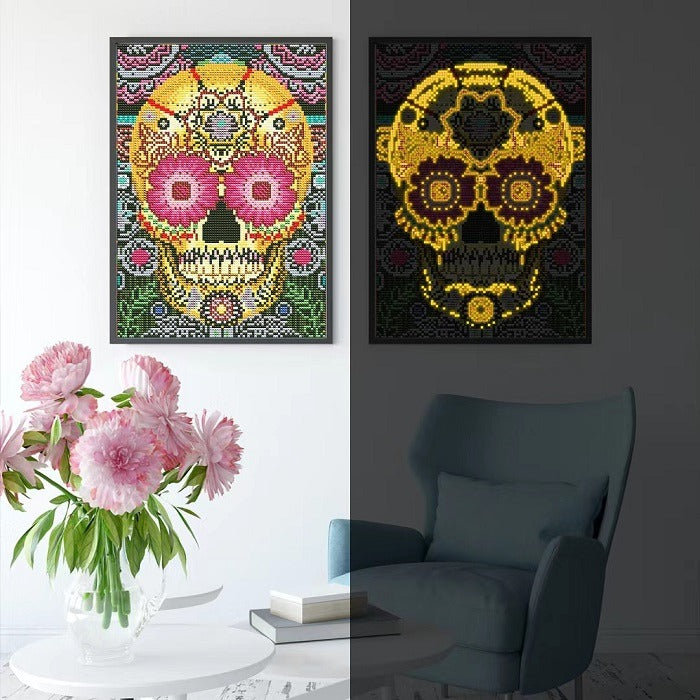 Luminous Halloween Diamond Painting - Full Drill - Skull 3