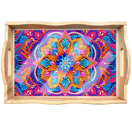 DIY Diamond Painting Decor Wooden Food Tray - Mandala C