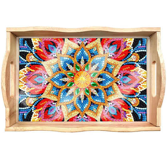DIY Diamond Painting Decor Wooden Food Tray - Mandala B