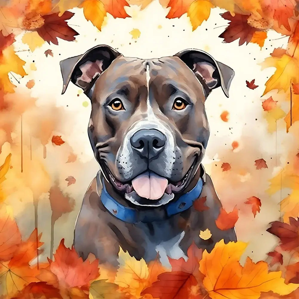5D DIY Diamond Painting - Full Round / Square - Maple Leaf Puppy