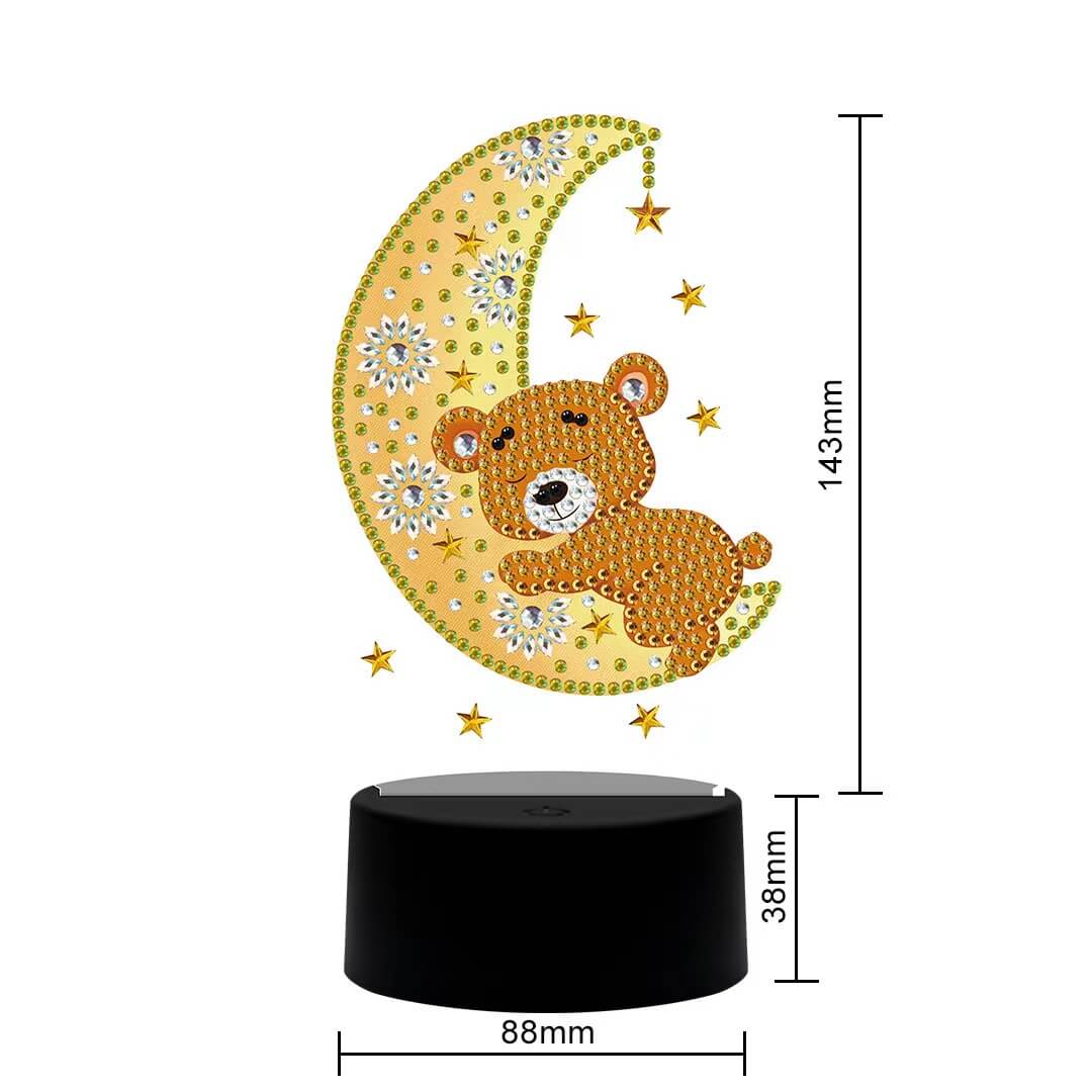 DIY Moon Bear Diamond Painting Led Table Lamp Ornament Size
