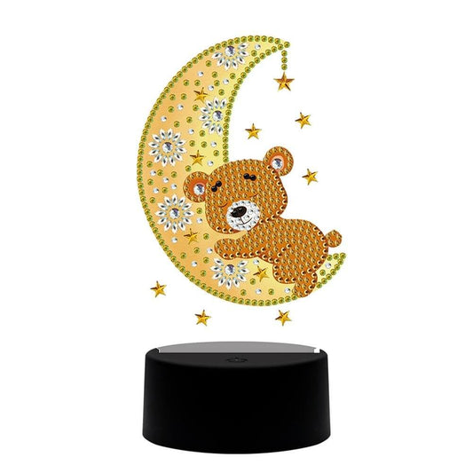DIY Moon Bear Diamond Painting Led Table Lamp Ornament