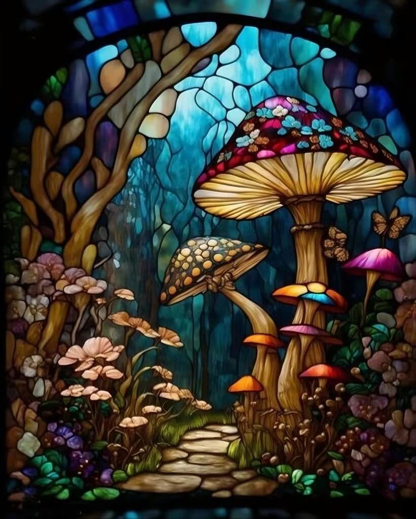 Mushroom Stained Glass 5D DIY Diamond Painting Kit
