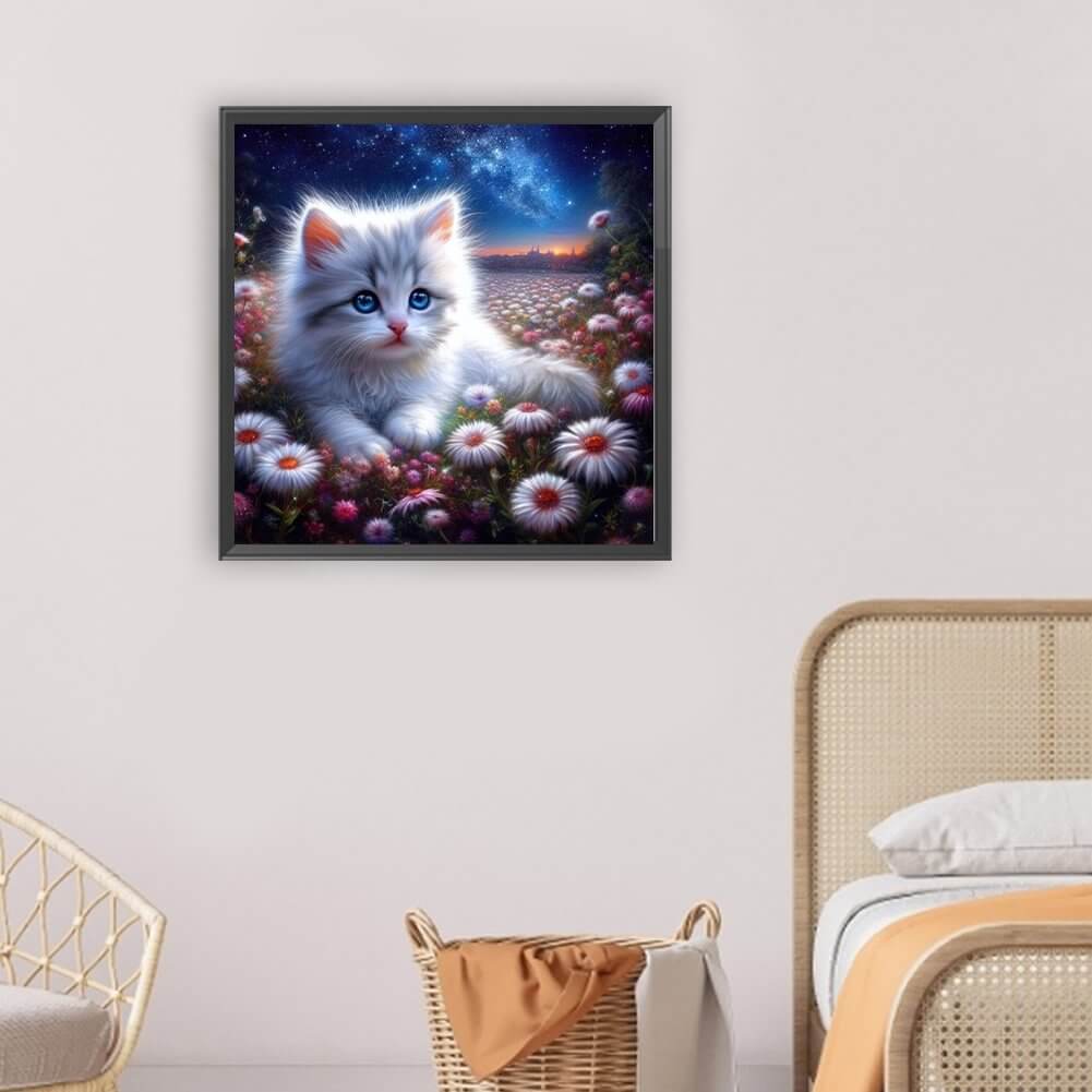 White Cat 5D DIY Diamond Painting Kit