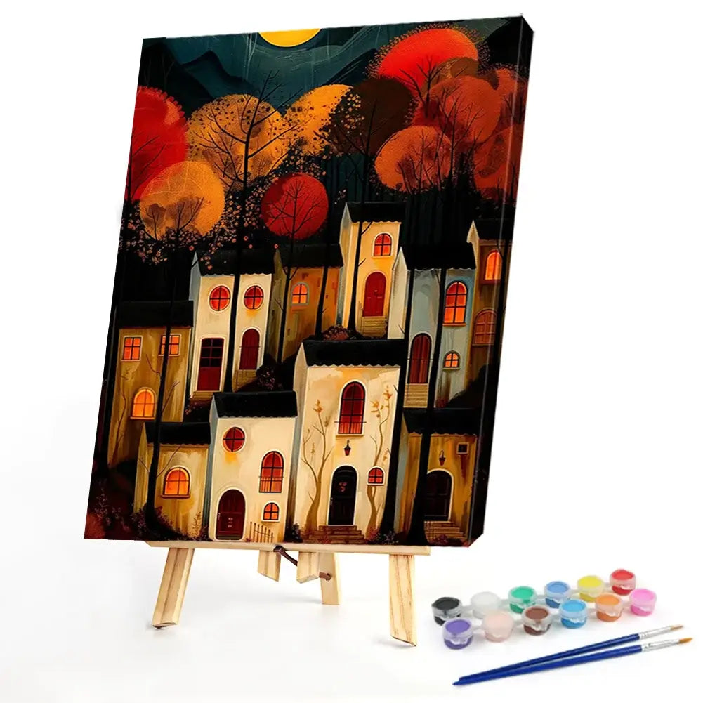 Night House Paint By Number Acrylic Oil Painting